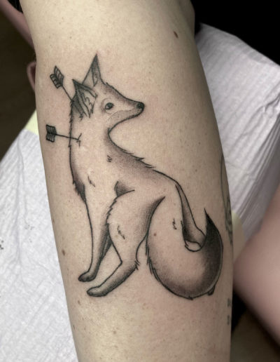 fox tattoo, black ink, sacred realm, rochester, ny